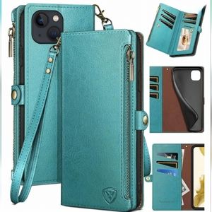 NWT. XcaseBar for iPhone 15 6.1" Wallet case with Zipper Credit Card Holder
